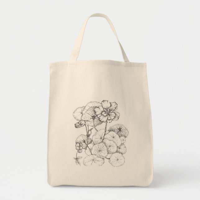 Nasturtium Pen and Ink Flower Drawing Art Tote Bag (Front)
