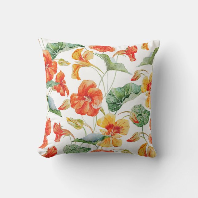 Nasturtium pillow (White) (Front)