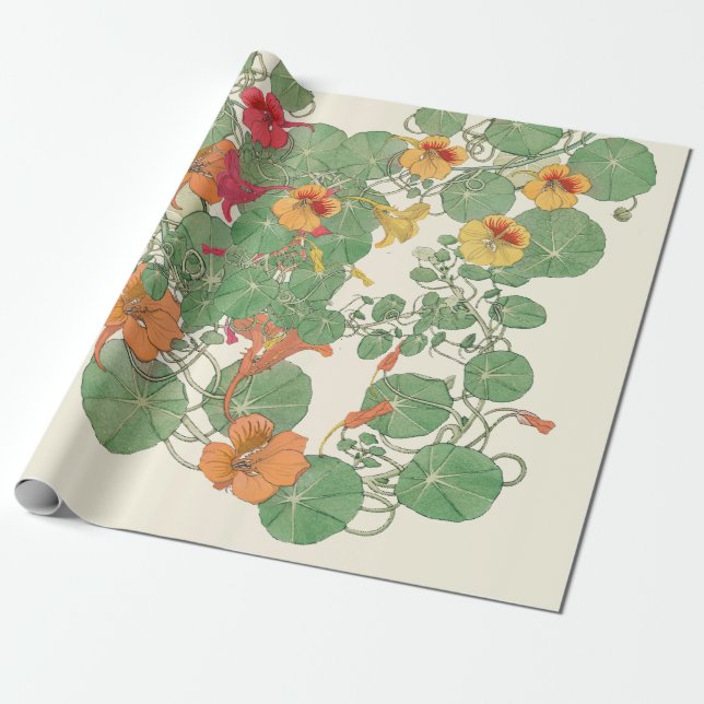 Nasturtiums | Antique Lithograph 1896 Wrapping Pap Wrapping Paper (Unrolled)
