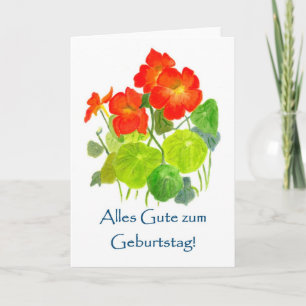 Nasturtiums Birthday Card - German Greeting