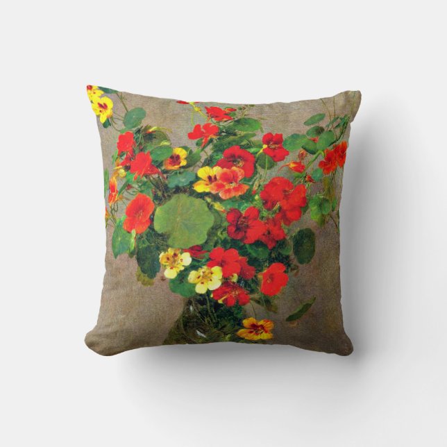 Nasturtiums - Henri Fantin-Latour artwork Throw Pillow (Front)