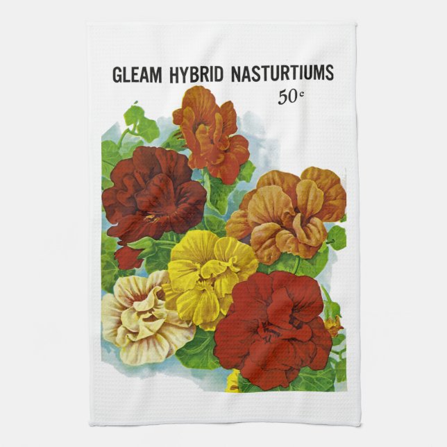 Nasturtiums Seed Packet Label Towel (Vertical)