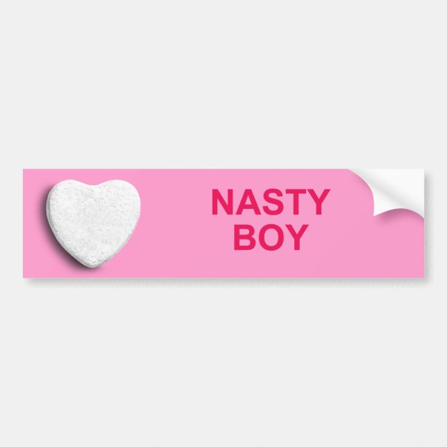 NASTY BOY CANDY HEART BUMPER STICKER (Front)