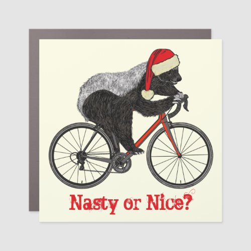 Nasty or nice Honey Badger bicycle christmas Car Magnet