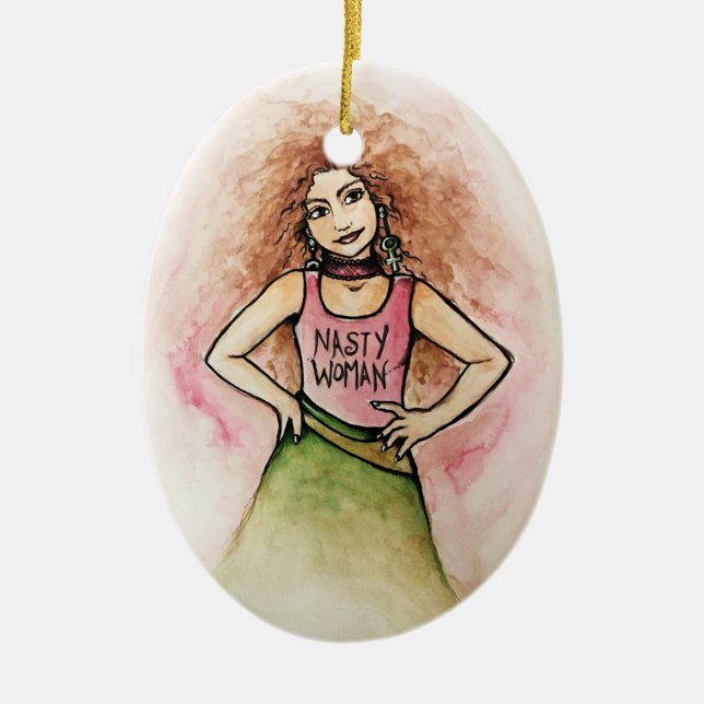nasty woman ceramic ornament (Front)