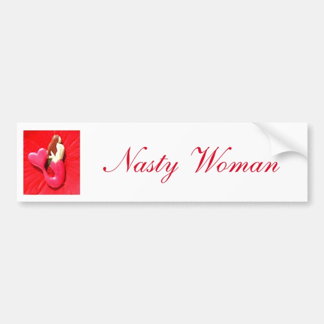 nasty woman heart-tail mermaid bumper sticker (Front)
