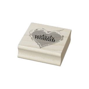 NASTY WOMAN red art HEART Rubber Stamp