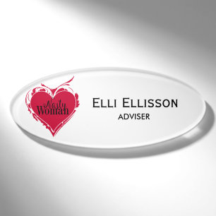NASTY WOMAN red art HEART + your name Tag