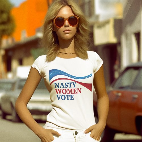 Nasty Women Vote American Flag Feminist Womens T_Shirt
