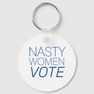 'Nasty Women Vote" blue white Keychain