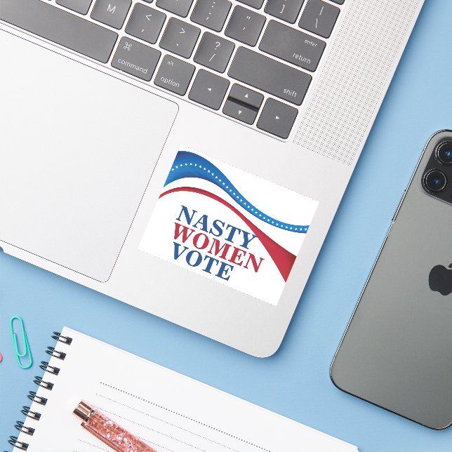 Nasty Women Vote Feminist Political Laptop Sticker (Laptop w/ iPhone)
