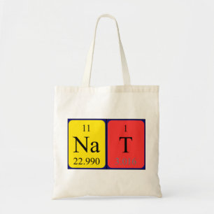 Nat periodic table name tote bag