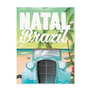 Natal Brazil Vintage automobile travel poster Postcard