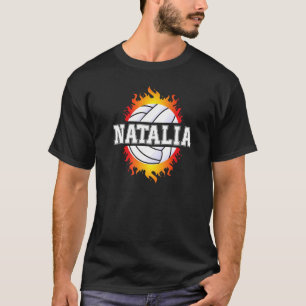Natalia Name Volleyball Player Girls Ball and Net T-Shirt