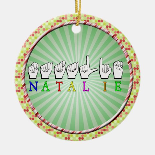 NATALIE  ASL FINGERSPELLED NAME SIGN CERAMIC ORNAMENT