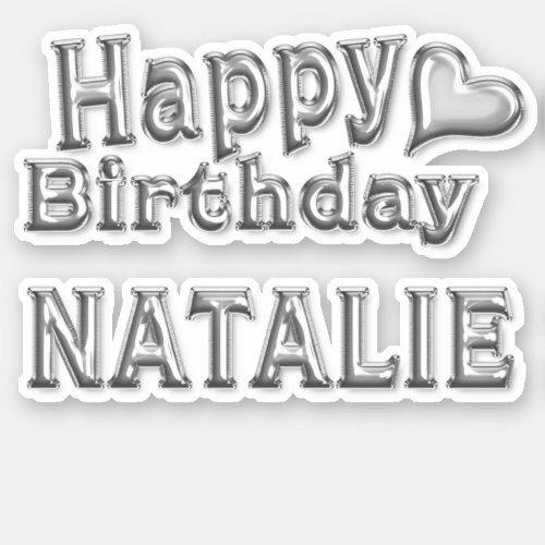Natalie Happy Birthday silver Sticker