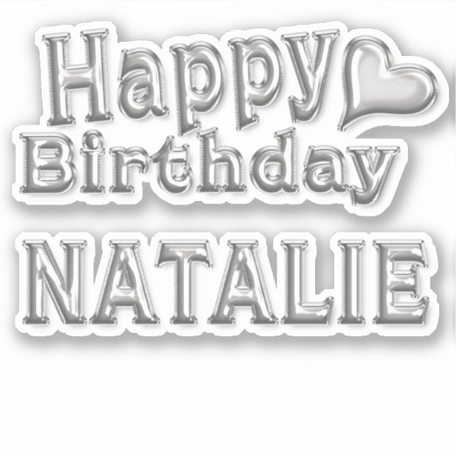 Natalie Happy Birthday silver Sticker (Front)
