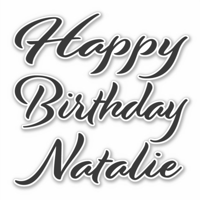 Natalie Name First Name Black Sticker Birthday (Front)