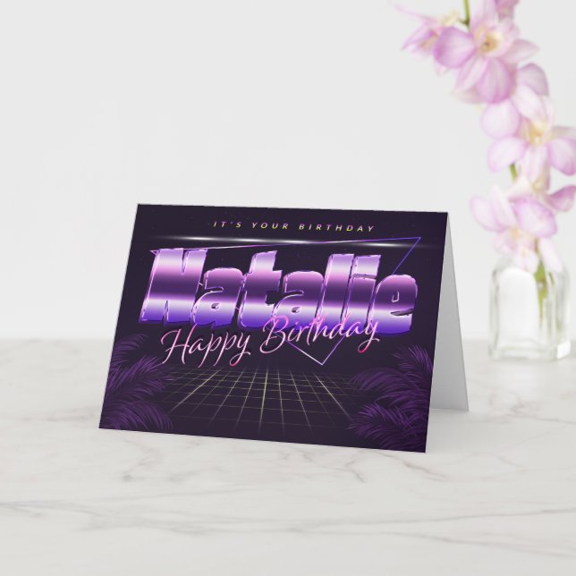 Natalie Name First name purla retro card Birthday (Orchid)