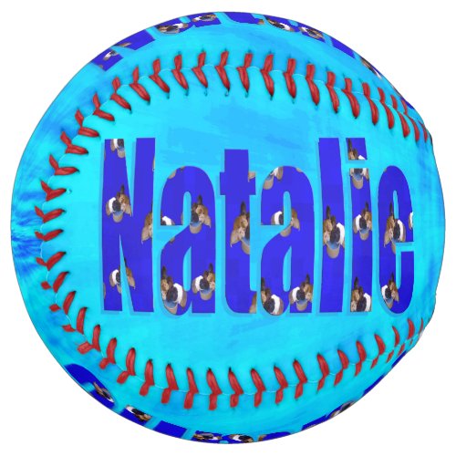 Natalie Name Logo On Blue Softball