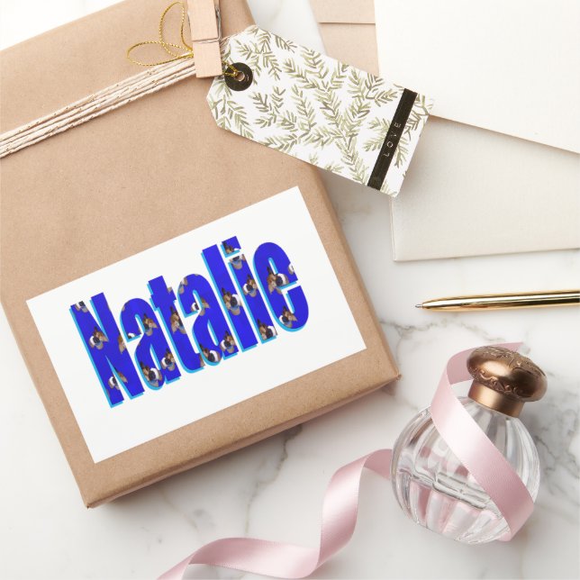 'Natalie' Name Made From Guinea Pigs, Rectangular Sticker (Gifting)