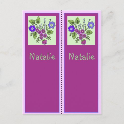 Natalie Personalized Bookmark Postcard