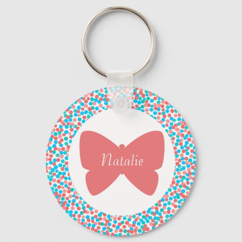 Natalie Personalized Butterfly Dots Keychain  369