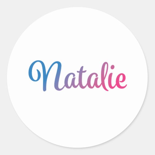 Natalie Stylish Cursive Classic Round Sticker