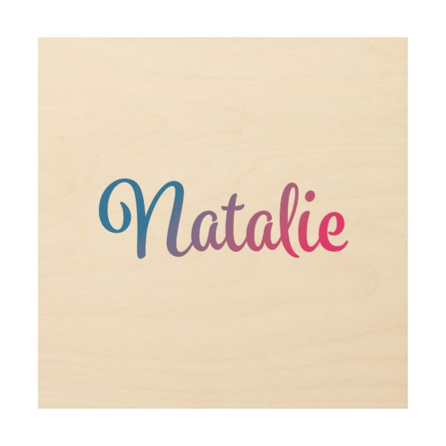 Natalie Stylish Cursive Wood Wall Art (Front)