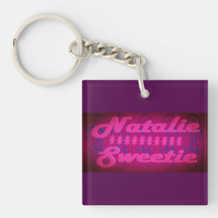 Natalie Sweetie design deep purple Keychain