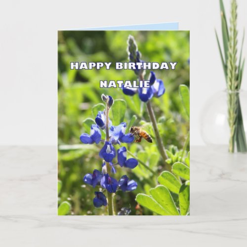 Natalie Texas Bluebonnet Happy Birthday Card