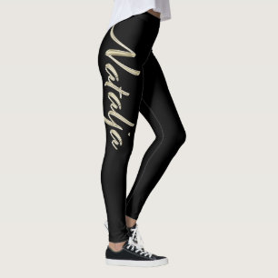 Natalie white gold handwriting hose leggings