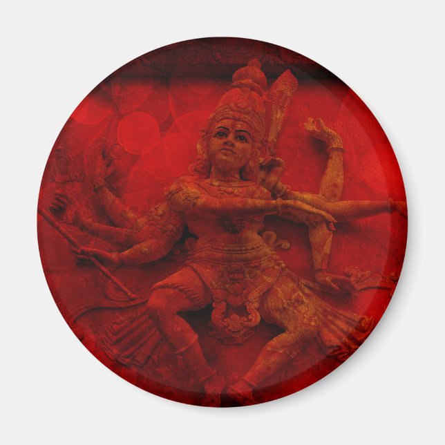 Nataraj Dancing Shiva Wall Relief Statue Red Grung Magnet (Front)