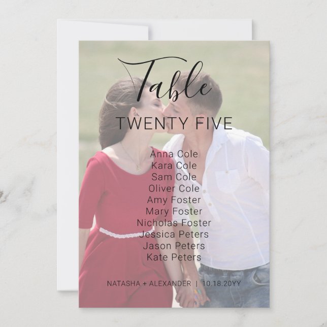 Natasha 2 Photo Wedding Table Seating Chart Card (Front)