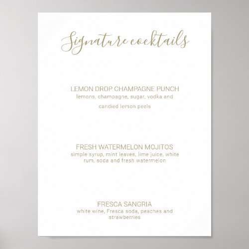 Natasha Gold Signature Drinks Rustic Wedding Sign