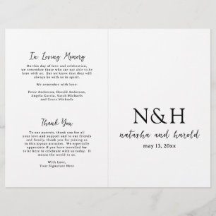 Natasha Monogram Modern Wedding Program Flyer