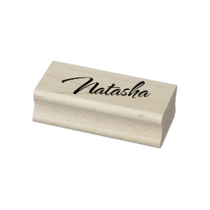 Natasha name cursive script font rubber stamp