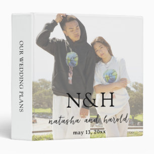 Natasha Photo Monogram Modern Wedding 3 Ring Binder