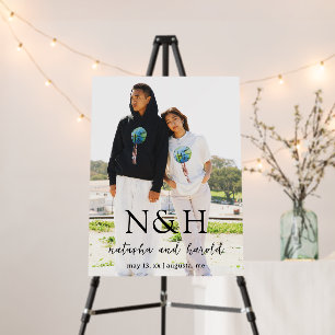 Natasha Photo Monogram Modern Wedding Welcome Sign