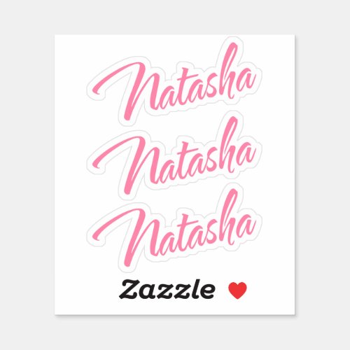 Natasha pink cursive lettering x3 sticker