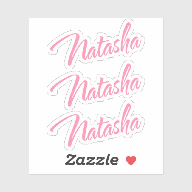 Natasha pink cursive lettering x3 sticker (Sheet)