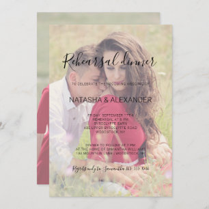 Natasha Rustic Calligraphy Photo Rehearsal Dinner Invitation