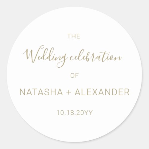 Natasha Rustic Gold Wedding Invitation Envelope Classic Round Sticker