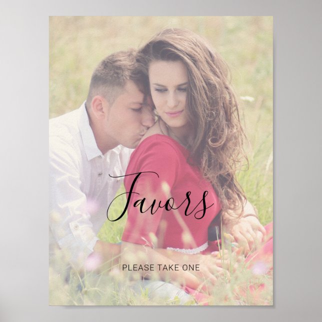 Natasha Rustic Script Favors Photo Wedding Sign (Front)