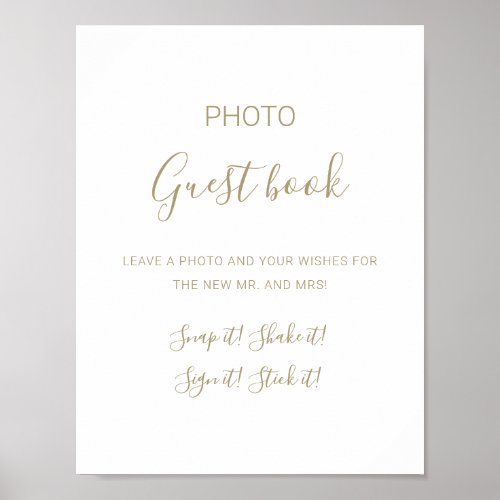 Natasha Simple Gold Photo Guest Book Wedding Sign