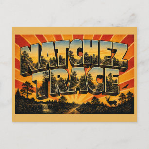 Natchez Trace Mississippi Sunken Road Waterfall Postcard