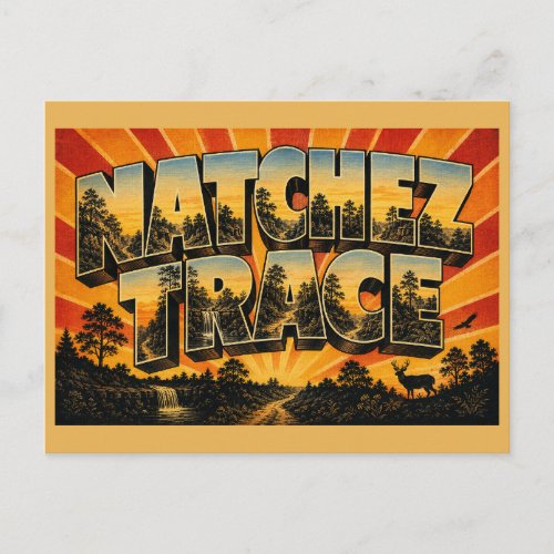 Natchez Trace Mississippi Sunken Road Waterfall Postcard