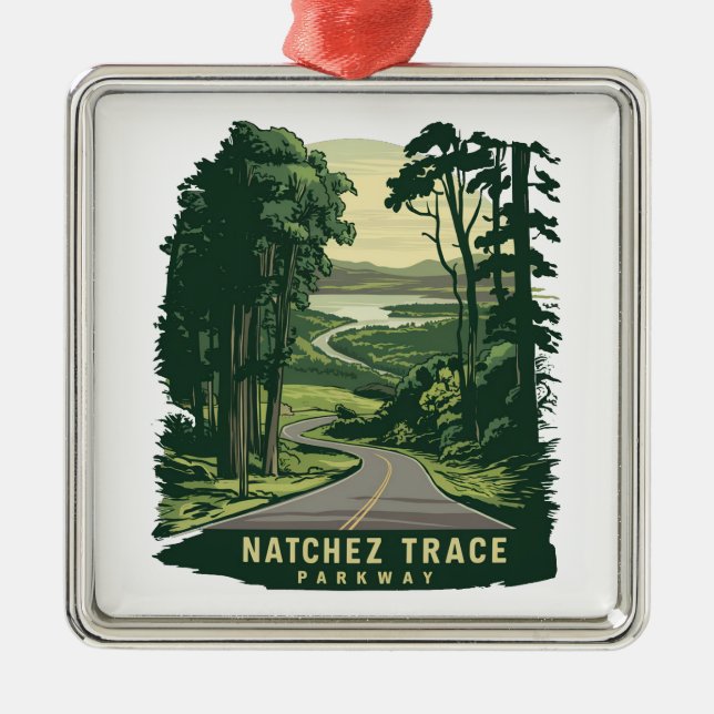 Natchez Trace Parkway Mississippi Forest Metal Ornament (Front)