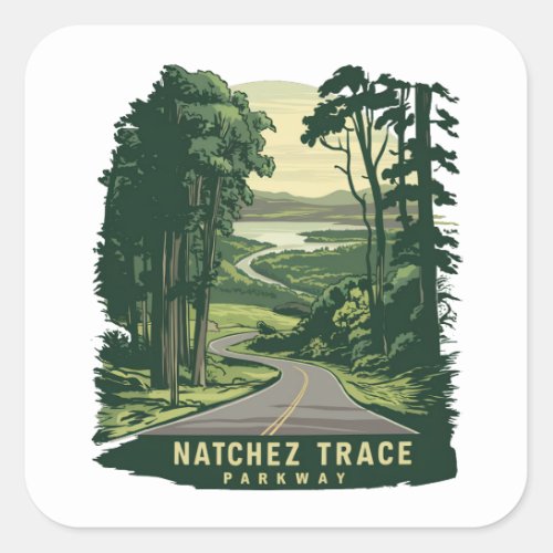 Natchez Trace Parkway Mississippi Forest Square Sticker