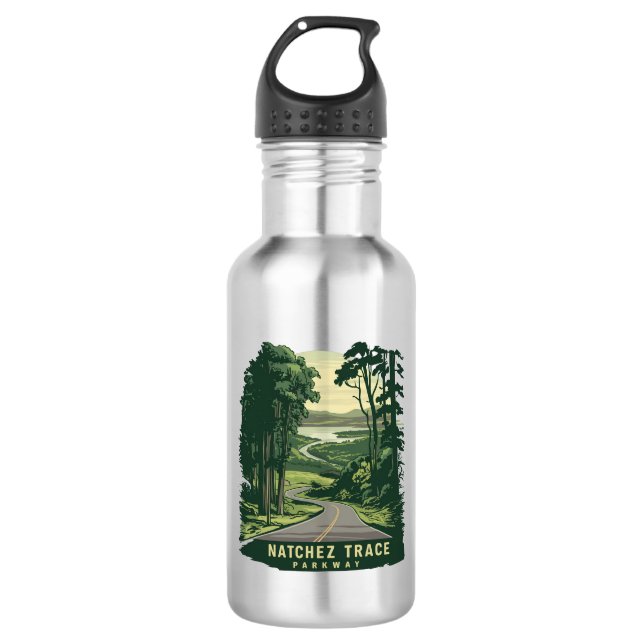 Natchez Trace Parkway Mississippi Forest Stainless Steel Water Bottle (Front)